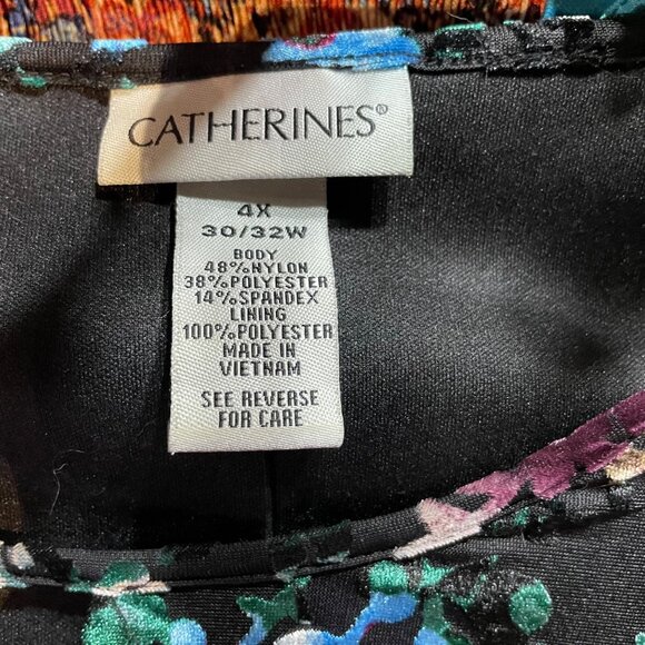 Cathrines Womens Velvet Blouse Floral Keyhole Neckline Shirt Plus Size 4X u - Picture 10 of 11